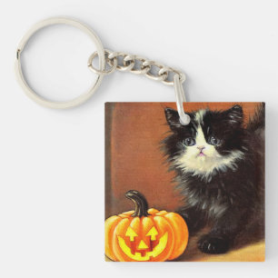 Chaton d'Halloween noir et blanc vintage