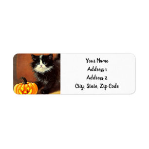 Chaton d'Halloween noir et blanc vintage