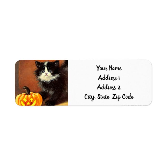 Chaton d'Halloween noir et blanc vintage (Devant)