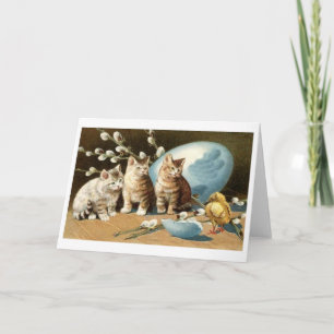Chatons de Pâques et poussin de bébé ! Carte de