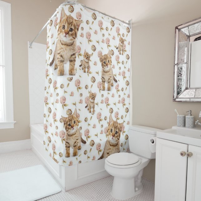 Chatons de rideau de douche Floral (En situation)