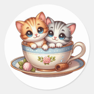 Chatons en tasse de thé Stickers