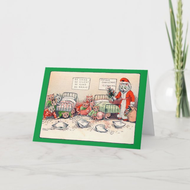 Chatons et Santa Cat, carte de Louis Wain (Devant)