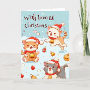 Chatons Jouer dans la carte de Noël de neige