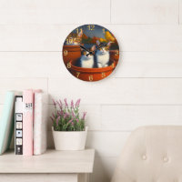 Chatons Plante Pot, horloge murale