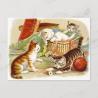 Chatons vintages avec carte postale amusante