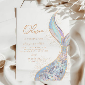 Chatoyant Mermaid Tail Invitation Anniversaire