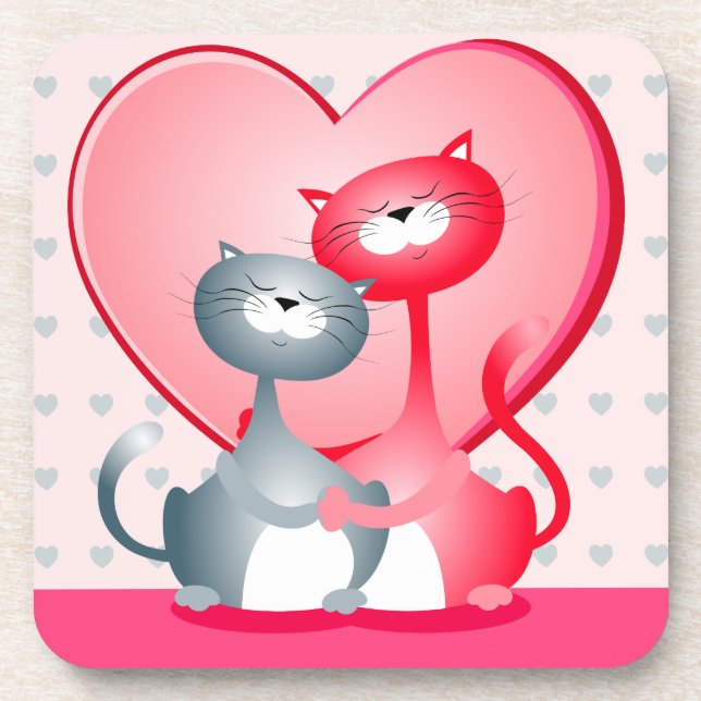 Chats amoureux, dessous de verre (Devant)