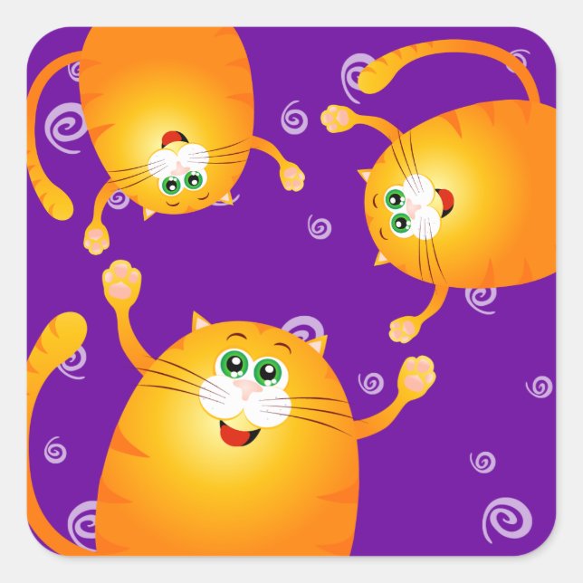 Chats amusants, autocollant (Devant)