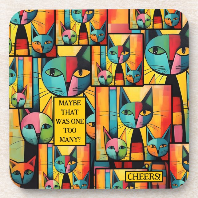 Chats amusants colorés Boire Dessous de verre (Devant)