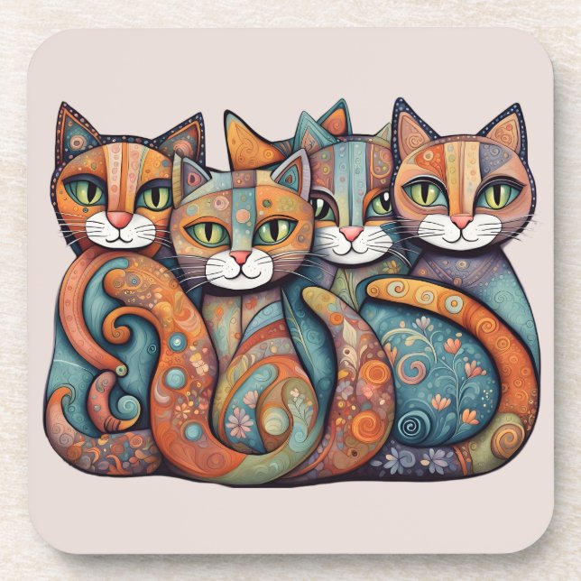 chats apaisants 3 dessous de verre ensemble (Devant)