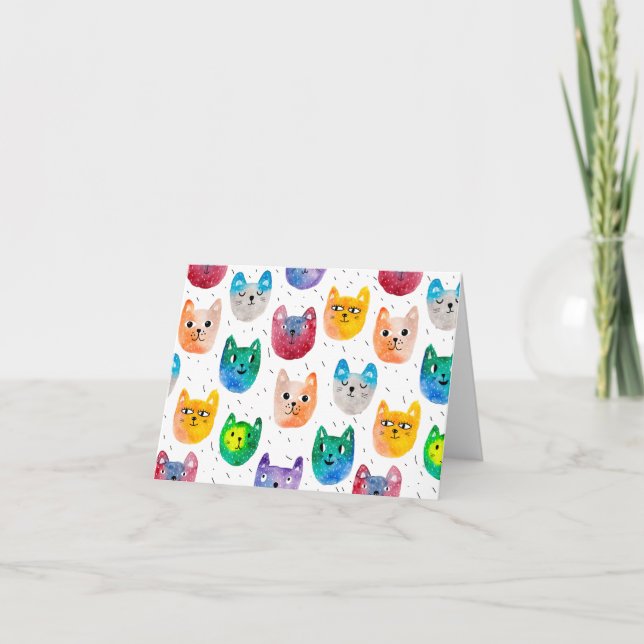 Chats aquarelles et amis (Devant)