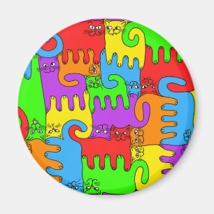 Chats "arc-en-ciel" de puzzle 1 aimant