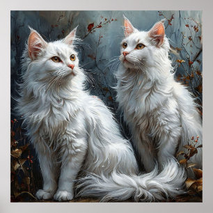 Chats blancs majestueux, décoration intérieure cal