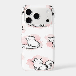 Chats Blancs Mignons Motif Aquarelle Rose Chat Kaw