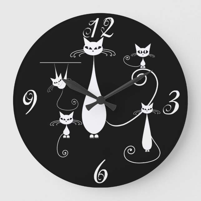 Chats blancs partout Horloge murale (Recto)