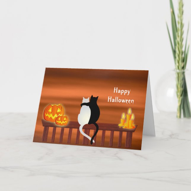 Chats Citrouilles bougies Carte d'Halloween (Devant)
