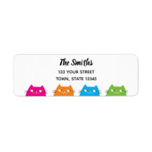 Chats Colorés Mignons Adresse de Retour