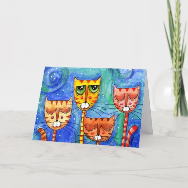 Chats couleur - Carte de voeux (Devant)