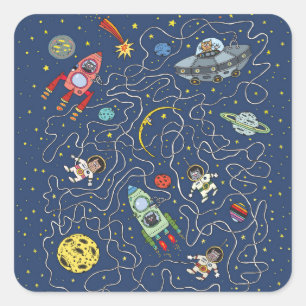 Chats dans les autocollants spatiaux