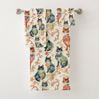 Chats dans un Motif d'aquarelle chinois