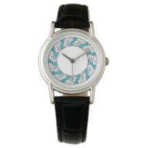 Chats dans une montre ronde - pour elle - Turquois