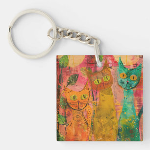 Chats d'aquarelle de Boho - Art de la féline terre