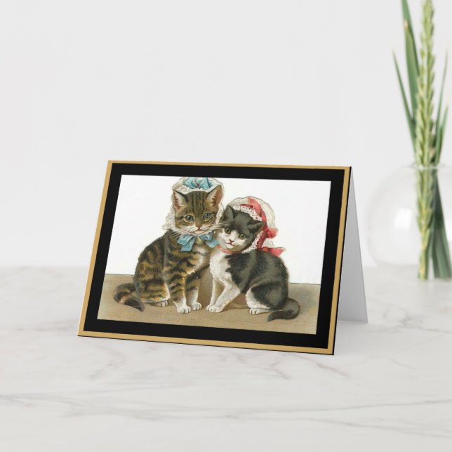 Chats de carte vintage avec chapeaux (Devant)