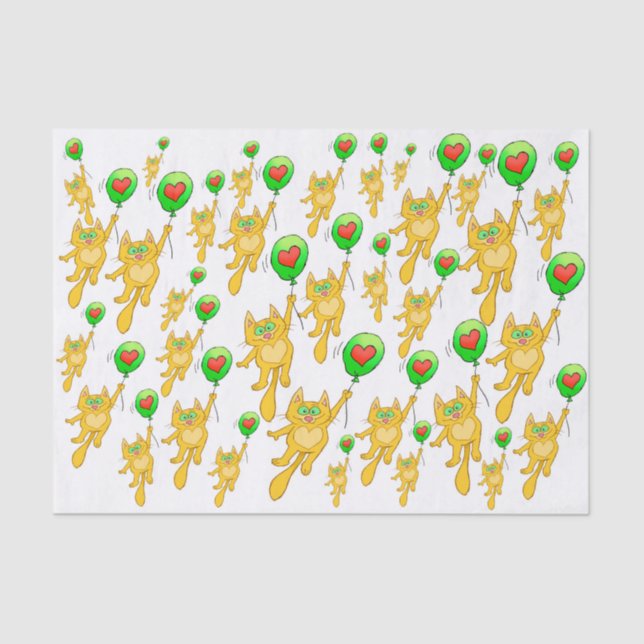 Chats de flottement mignons, sur un papier de soie (Recto)