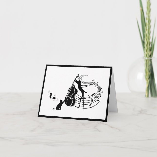 Chats de jazz | Carte de note pliée à deux basses (Devant)