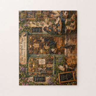 Chats de librairie cosy Puzzle en bois en forme de