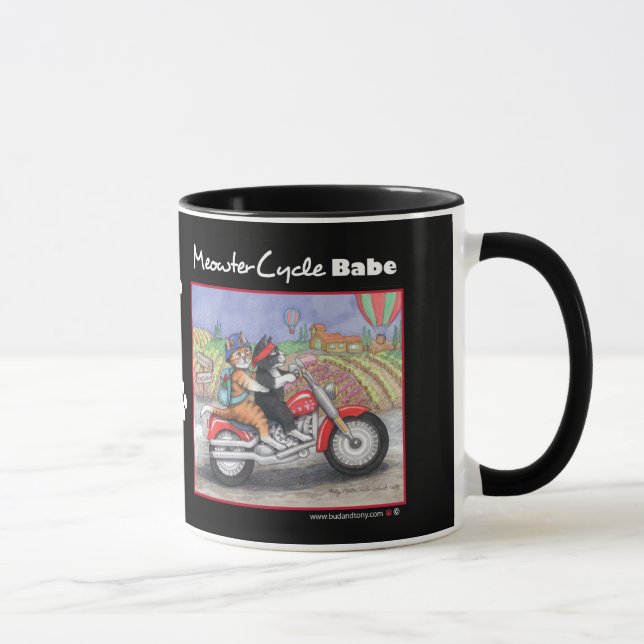 Chats de moto Noir 11 oz Ringer Mug (Droite)