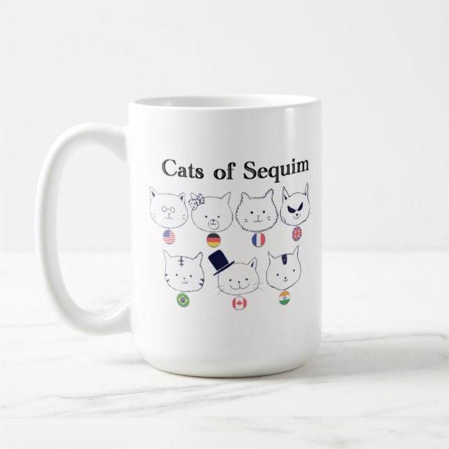 Chats de Sequim International Mug 15oz (Gauche)