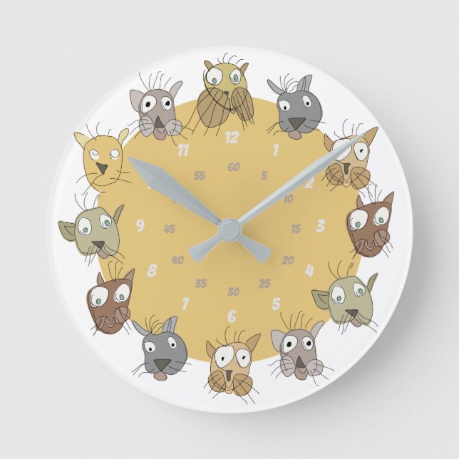 Chats Doodle Horloge murale (Recto)