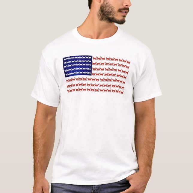 Chats drapeaux rouges blancs et bleus, t-shirt hom (Devant)