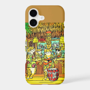 Chats en vacances sur une île dans un bar Tiki