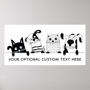 Chats et chiens mignons poster texte personnalisé