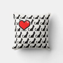 Chats et oreiller Coeur blanc