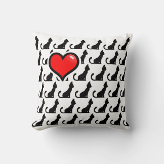 Chats et oreiller Coeur blanc