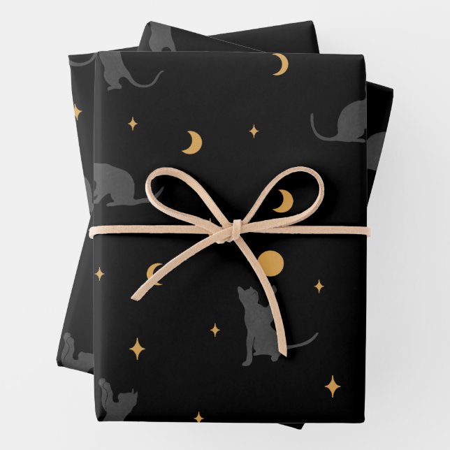 Chats et Phases Lune Envelopper les feuilles de pa (En situation)