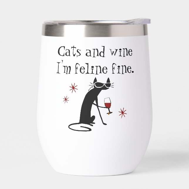 Chats et vin Feline Belle Pun à vin avec chat (Gauche)