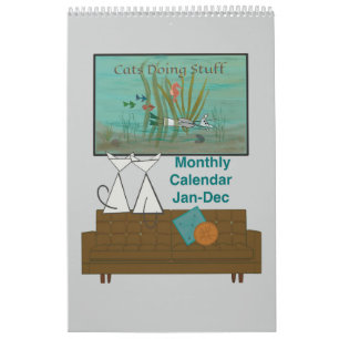 Chats Faire des trucs 12 mois Calendrier