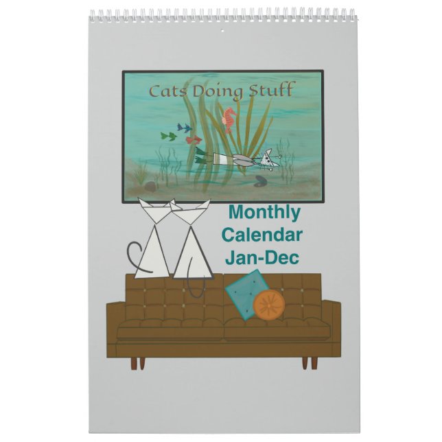 Chats Faire des trucs 12 mois Calendrier (Protection)