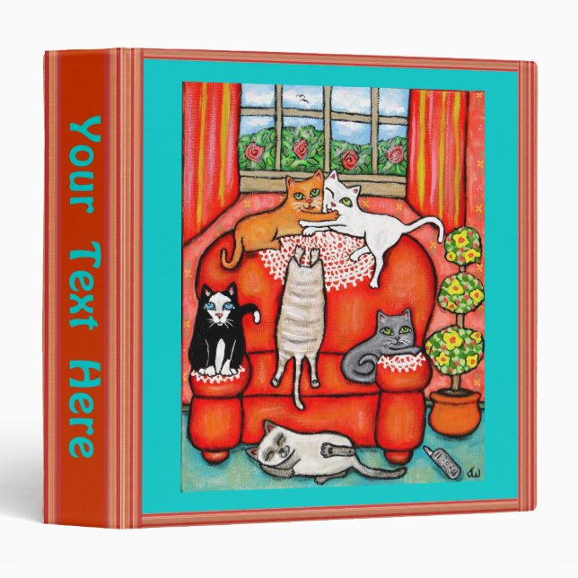Chats faits sur commande sur le classeur d'art de (Devant/Côté)