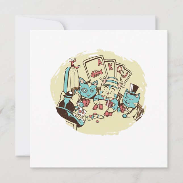 Chats Jouer Cartes De Poker Casino Jouer Cadeau (Devant)