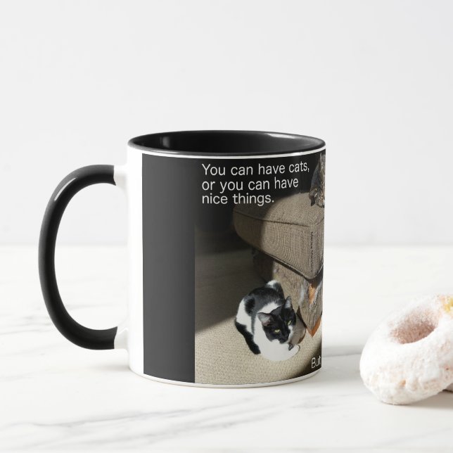 Chats mème café Mug (Avec donut)