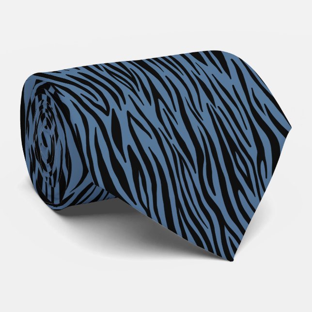 Chats Meow Tiger Strier cravate noir et bleu (Roulé)