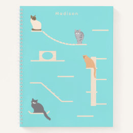 Chats Mets Sur Un Carnet Spiral Bleu Mur De Chat