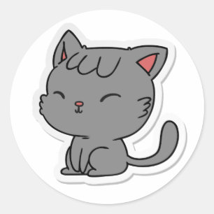 Chats mignons - Sticker rond classique blanc