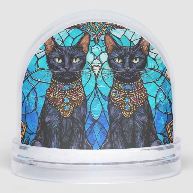 Chats noirs dans la conception artistique en verre (Avant)